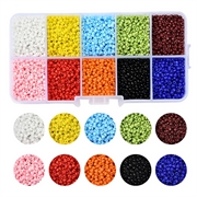 Seed beads sæt. 2 mm. 10 kraftige solide farver. 8.000 perler